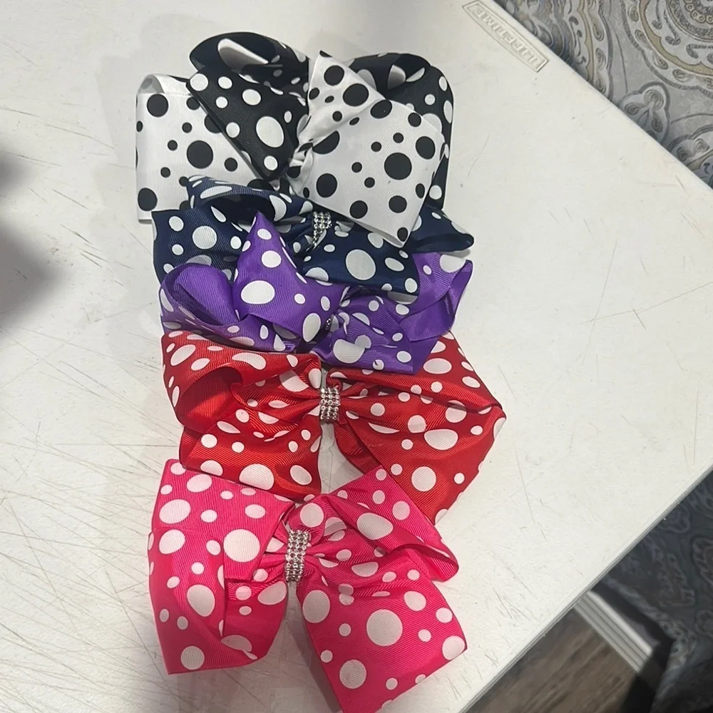 Polka Dot Bow Set for Kids - Black, Purple, Red, Pink